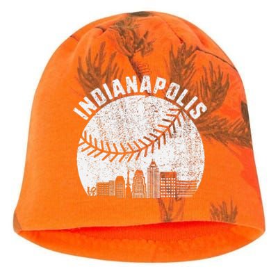 Indianapolis Skyline Baseball Fan Vintage Indiana Baseball Kati - Camo Knit Beanie