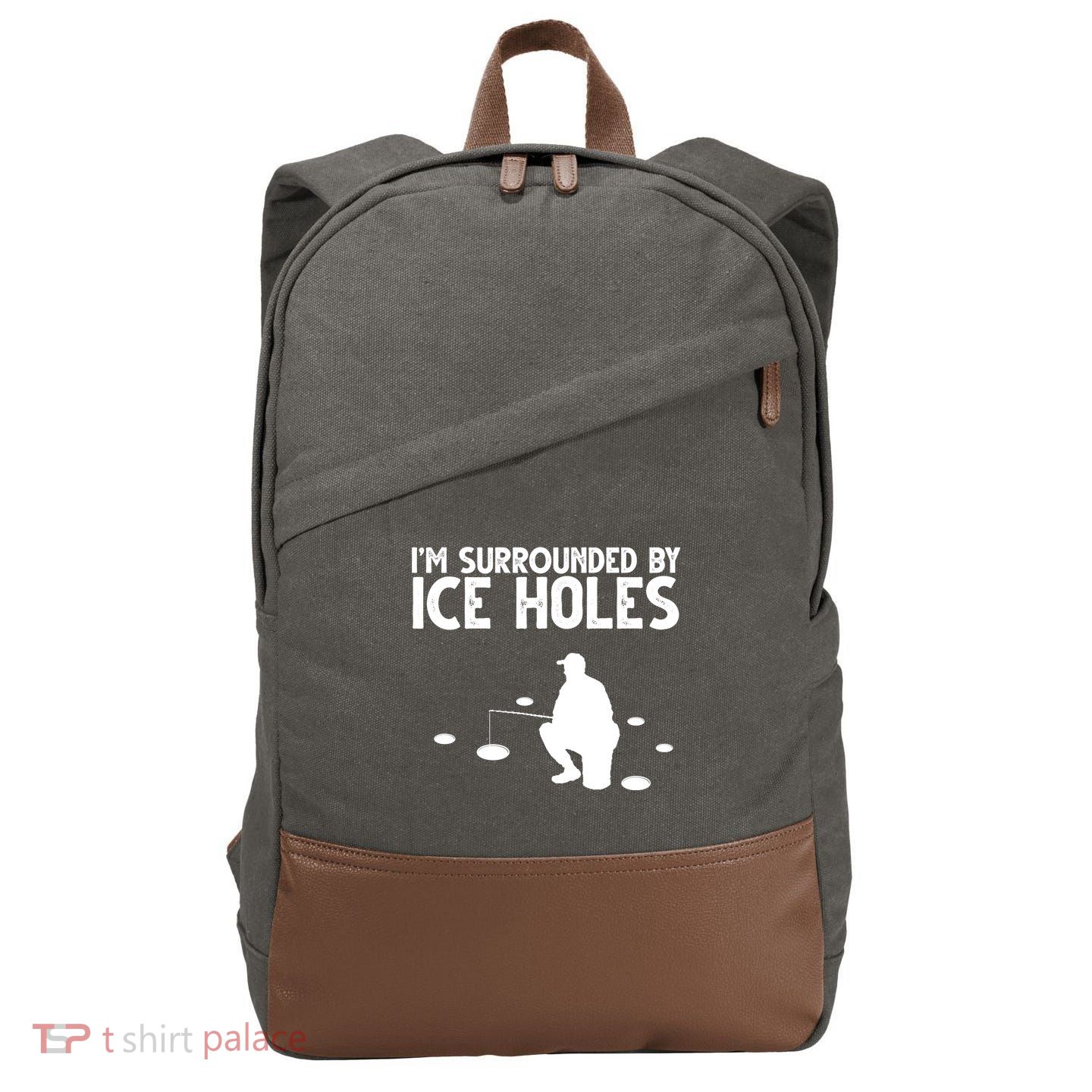I'm Surrounded By Ice Holes Fishing Cotton Canvas Backpack