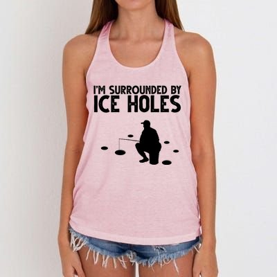 I'm Surrounded By Ice Holes Fishing Women's Knotted Racerback Tank