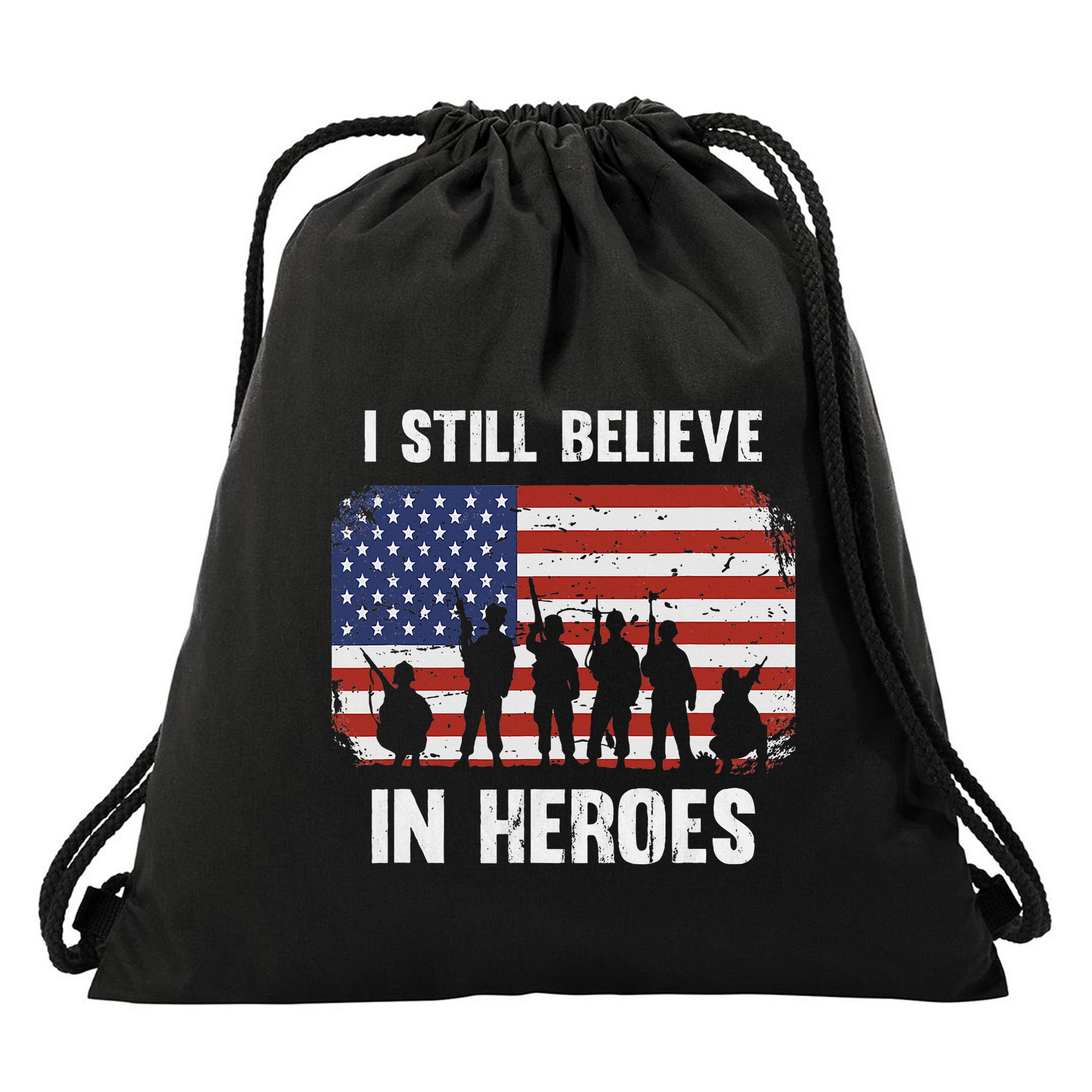 I Still Believe In Heroes Usa Flag Drawstring Bag