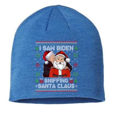 I Saw Biden Sniffing Santa Claus Funny Biden Ugly Xmas Cute Gift Sustainable Beanie