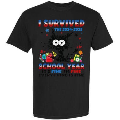 I Survived Black Cat Last Day Of The School 2025 Graduation Garment-Dyed Heavyweight T-Shirt