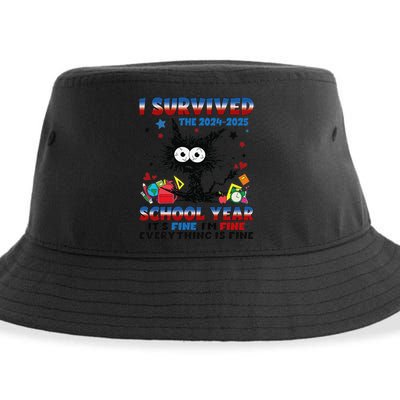 I Survived Black Cat Last Day Of The School 2025 Graduation Sustainable Bucket Hat
