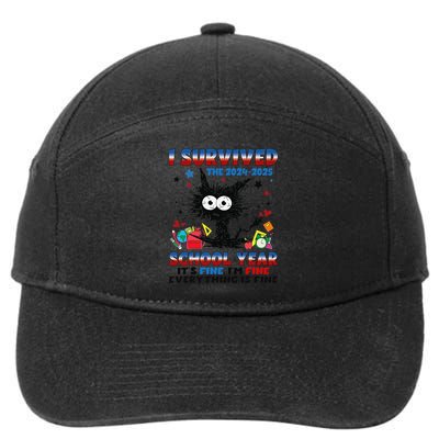 I Survived Black Cat Last Day Of The School 2025 Graduation 7-Panel Snapback Hat
