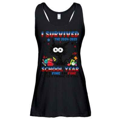 I Survived Black Cat Last Day Of The School 2025 Graduation Ladies Essential Flowy Tank