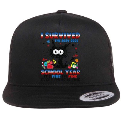 I Survived Black Cat Last Day Of The School 2025 Graduation Flatbill Hat