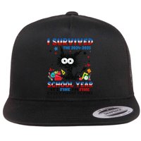 I Survived Black Cat Last Day Of The School 2025 Graduation Flat Bill Trucker Hat