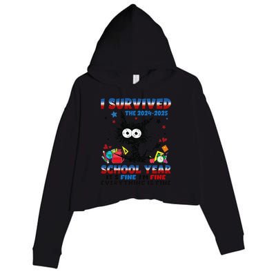 I Survived Black Cat Last Day Of The School 2025 Graduation Crop Fleece Hoodie