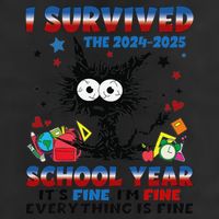 I Survived Black Cat Last Day Of The School 2025 Graduation Large Microfiber Waffle Golf Towel
