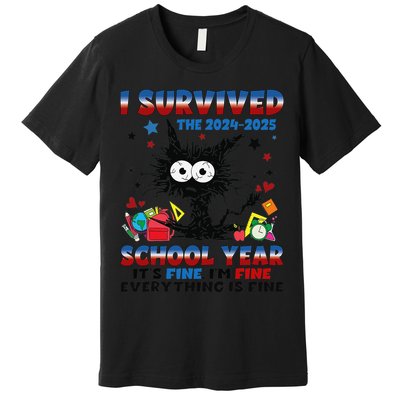 I Survived Black Cat Last Day Of The School 2025 Graduation Premium T-Shirt
