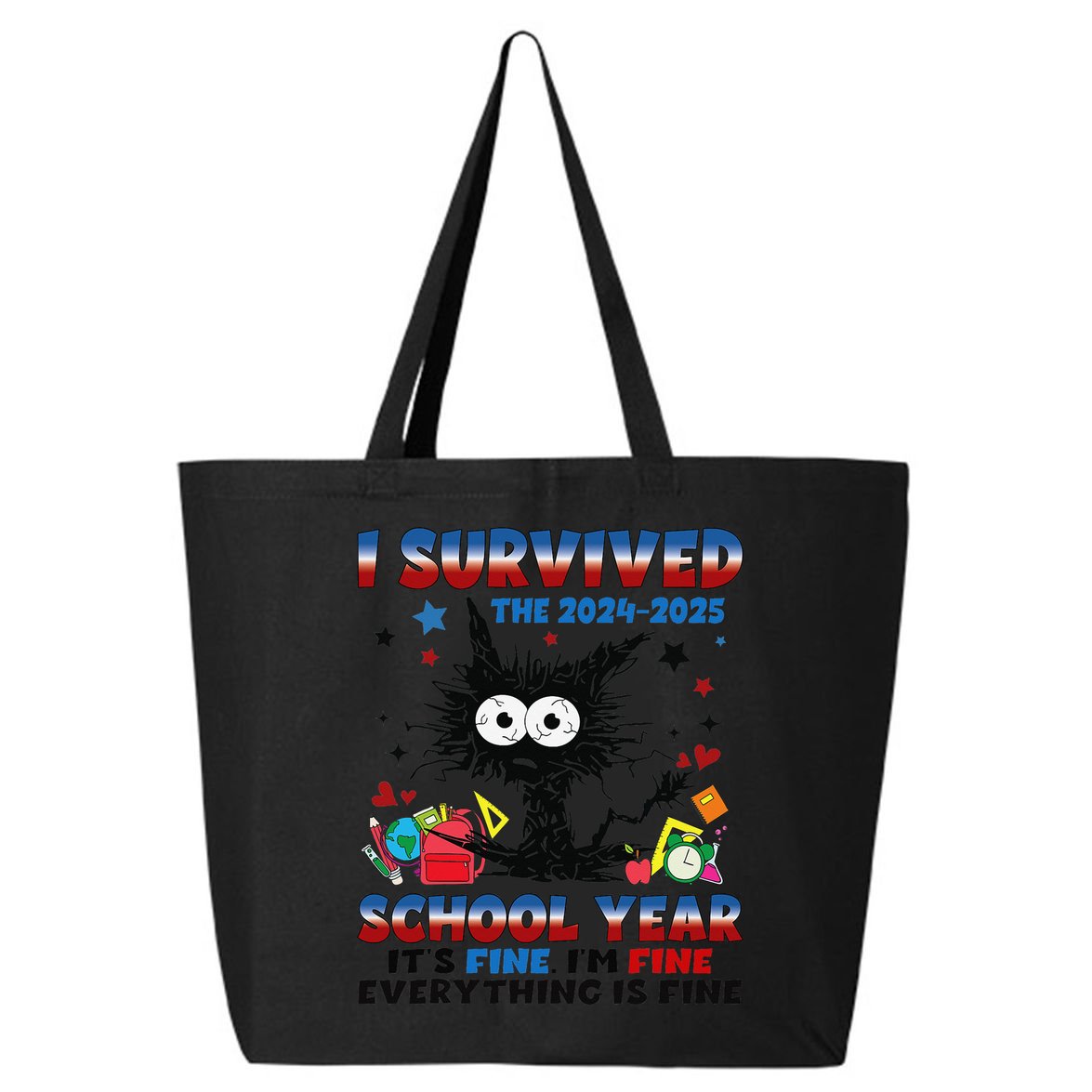 I Survived Black Cat Last Day Of The School 2025 Graduation 25L Jumbo Tote