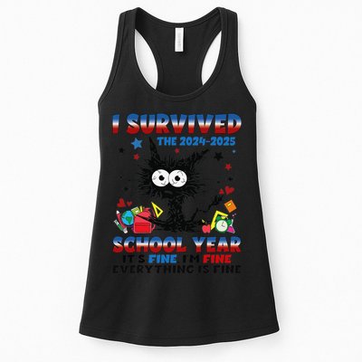 I Survived Black Cat Last Day Of The School 2025 Graduation Womens Tank Top
