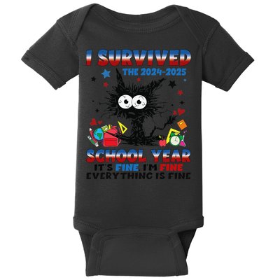 I Survived Black Cat Last Day Of The School 2025 Graduation Baby Bodysuit