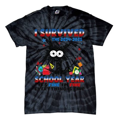 I Survived Black Cat Last Day Of The School 2025 Graduation Tie-Dye T-Shirt