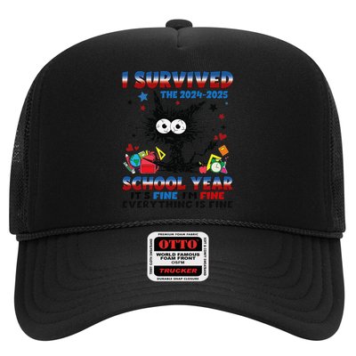 I Survived Black Cat Last Day Of The School 2025 Graduation Trucker Hat