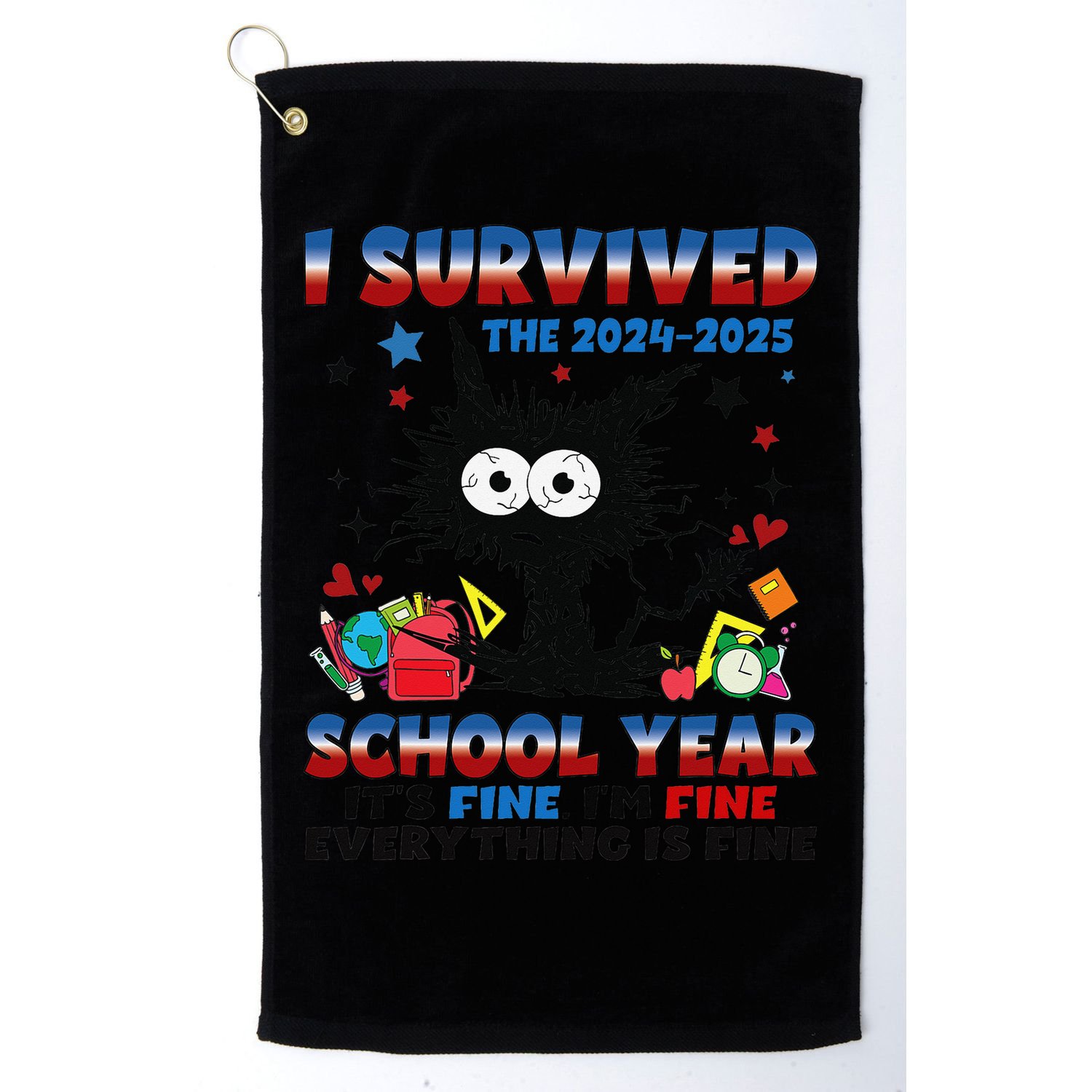 I Survived Black Cat Last Day Of The School 2025 Graduation Golf Towel