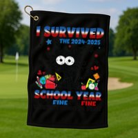 I Survived Black Cat Last Day Of The School 2025 Graduation Golf Towel