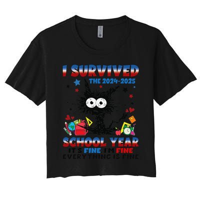 I Survived Black Cat Last Day Of The School 2025 Graduation Crop Top