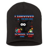 I Survived Black Cat Last Day Of The School 2025 Graduation Short Acrylic Beanie