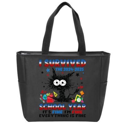 I Survived Black Cat Last Day Of The School 2025 Graduation Zip Tote Bag