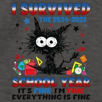 I Survived Black Cat Last Day Of The School 2025 Graduation Vector Backpack