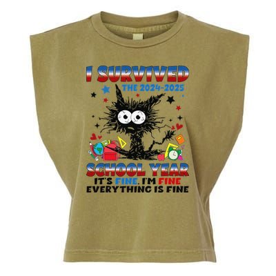 I Survived Black Cat Last Day Of The School 2025 Graduation Garment-Dyed Women's Muscle Tee
