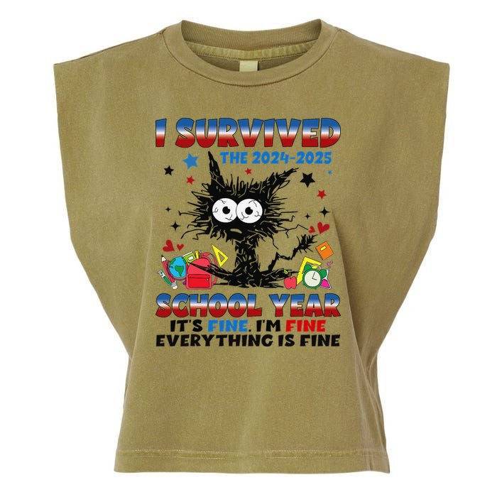 I Survived Black Cat Last Day Of The School 2025 Graduation Garment-Dyed Women's Muscle Tee