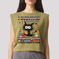 I Survived Black Cat Last Day Of The School 2025 Graduation Garment-Dyed Women's Muscle Tee