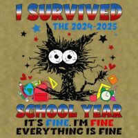 I Survived Black Cat Last Day Of The School 2025 Graduation Garment-Dyed Women's Muscle Tee