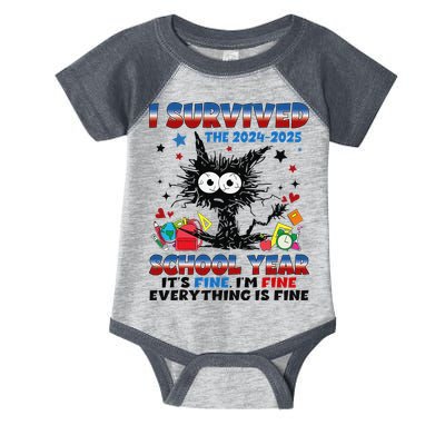 I Survived Black Cat Last Day Of The School 2025 Graduation Infant Baby Jersey Bodysuit