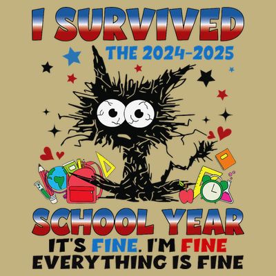 I Survived Black Cat Last Day Of The School 2025 Graduation T-Shirt