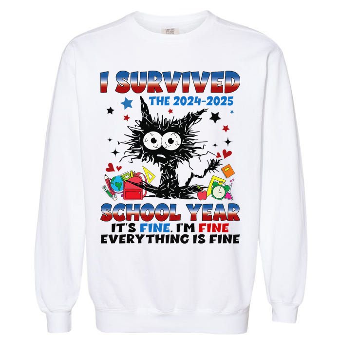 I Survived Black Cat Last Day Of The School 2025 Graduation Garment-Dyed Sweatshirt