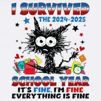 I Survived Black Cat Last Day Of The School 2025 Graduation Garment-Dyed Sweatshirt