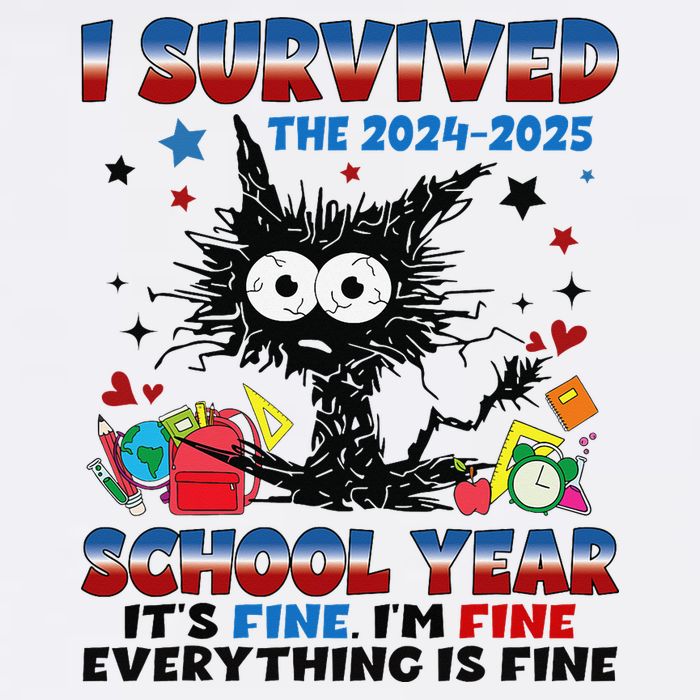 I Survived Black Cat Last Day Of The School 2025 Graduation Garment-Dyed Sweatshirt