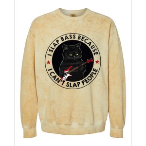 I Slap Bass Because I CanT Slap People Guitar Cat Colorblast Crewneck Sweatshirt