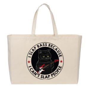 I Slap Bass Because I CanT Slap People Guitar Cat Cotton Canvas Jumbo Tote