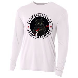 I Slap Bass Because I CanT Slap People Guitar Cat Cooling Performance Long Sleeve Crew