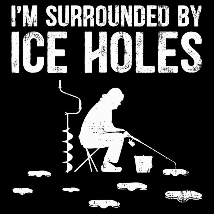 I'm Surrounded By Ice Hole Funny Fisher Winter Fishing Cropped Pullover Crew