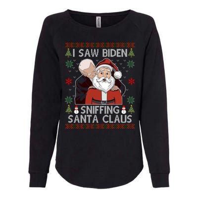 I Saw Biden Sniffing Santa Claus Funny Christmas Political Womens California Wash Sweatshirt