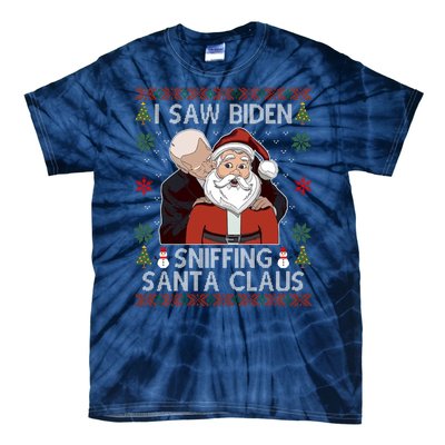 I Saw Biden Sniffing Santa Claus Funny Christmas Political Tie-Dye T-Shirt