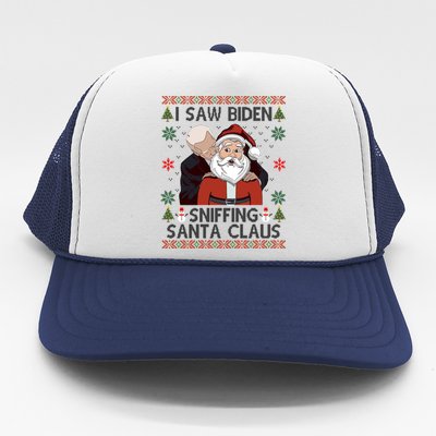 I Saw Biden Sniffing Santa Claus Funny Christmas Political Trucker Hat