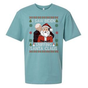 I Saw Biden Sniffing Santa Claus Funny Christmas Political Sueded Cloud Jersey T-Shirt