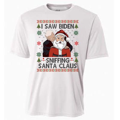 I Saw Biden Sniffing Santa Claus Funny Christmas Political Cooling Performance Crew T-Shirt