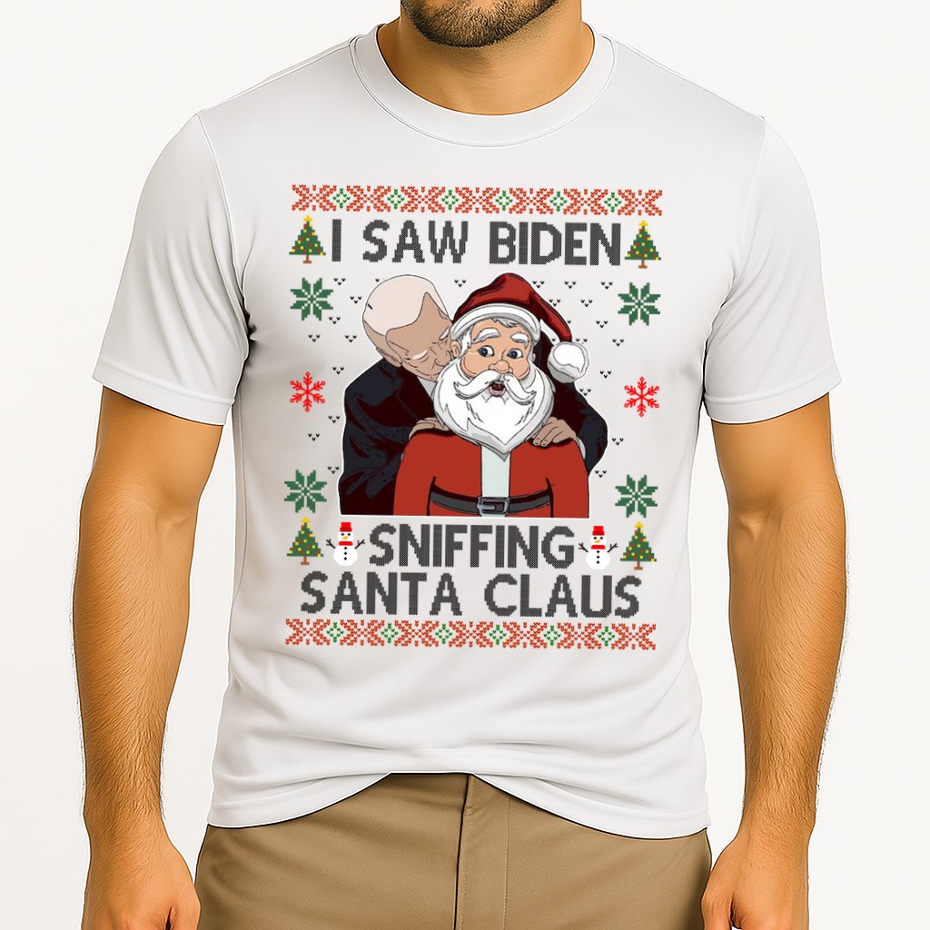 I Saw Biden Sniffing Santa Claus Funny Christmas Political Cooling Performance Crew T-Shirt