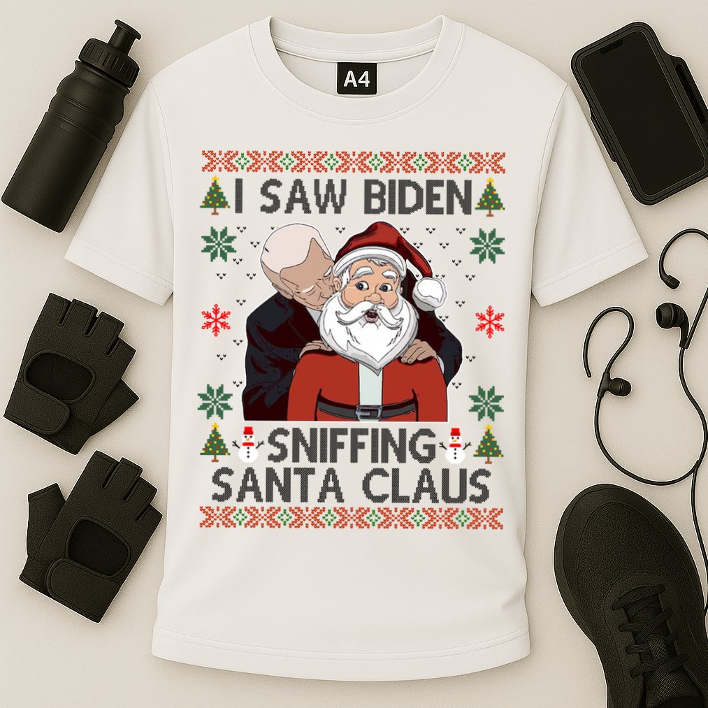 I Saw Biden Sniffing Santa Claus Funny Christmas Political Cooling Performance Crew T-Shirt