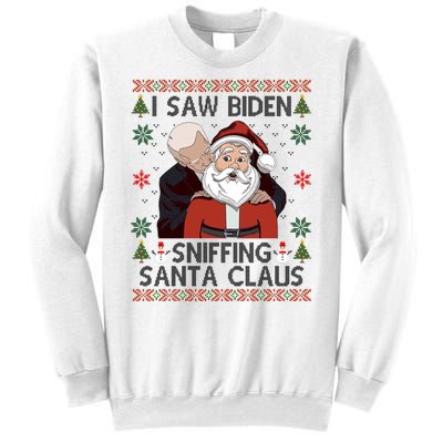 I Saw Biden Sniffing Santa Claus Funny Christmas Political Sweatshirt