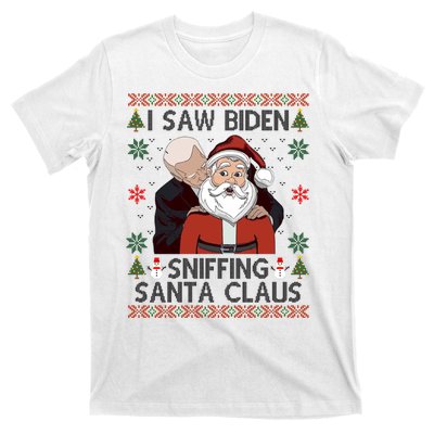 I Saw Biden Sniffing Santa Claus Funny Christmas Political T-Shirt