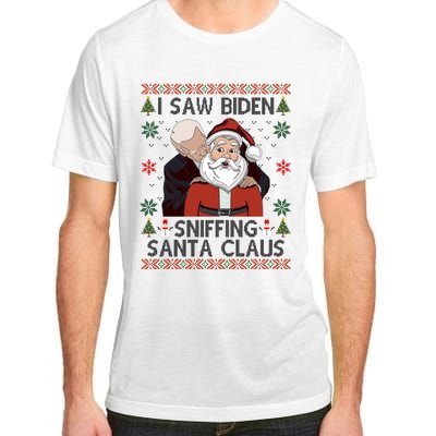 I Saw Biden Sniffing Santa Claus Funny Christmas Political Adult ChromaSoft Performance T-Shirt