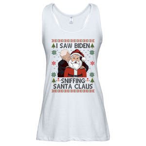 I Saw Biden Sniffing Santa Claus Funny Christmas Political Ladies Essential Flowy Tank