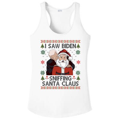 I Saw Biden Sniffing Santa Claus Funny Christmas Political Ladies PosiCharge Competitor Racerback Tank